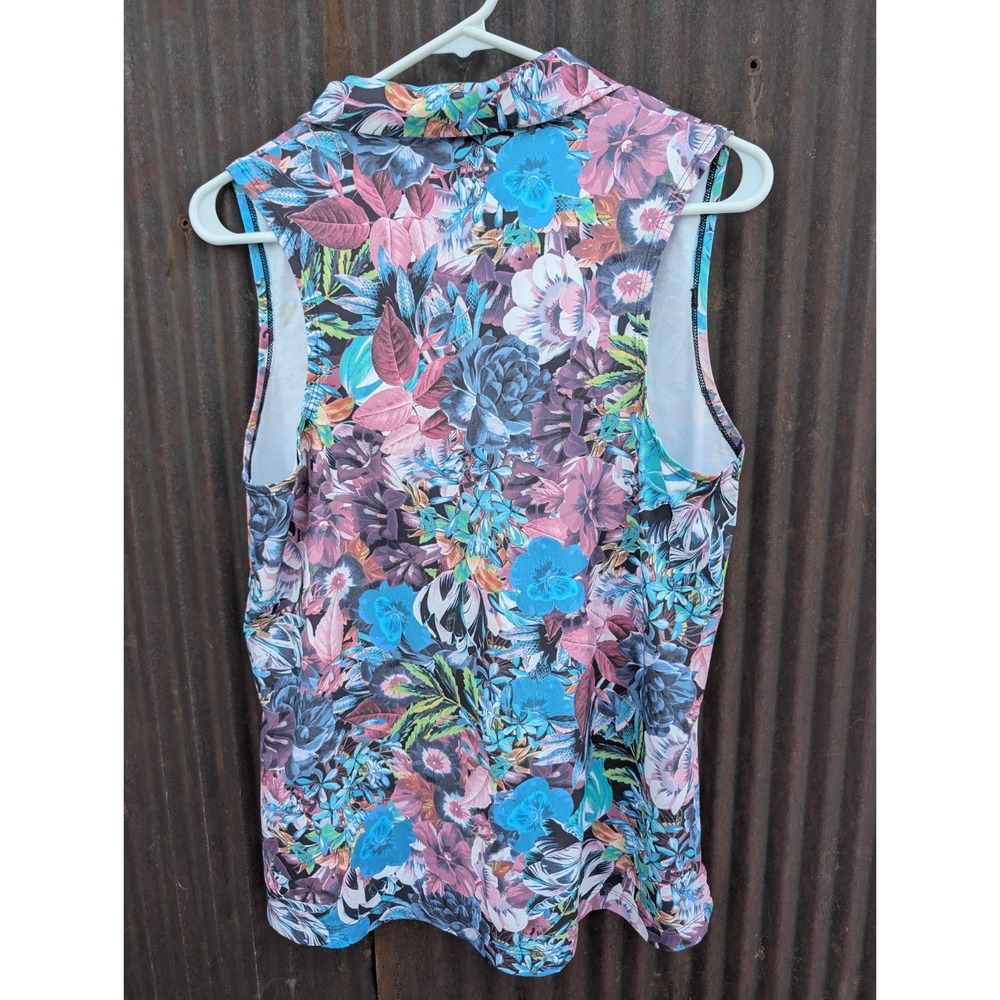 Nike Golf Dri-FIT Sleeveless Polo Shirt Women Medium Floral Athleisure Tropical - Picture 2 of 8
